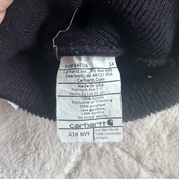 Carhartt | Navy Blue Foldover Beanie Hat | Size Adult - Picture 5 of 7
